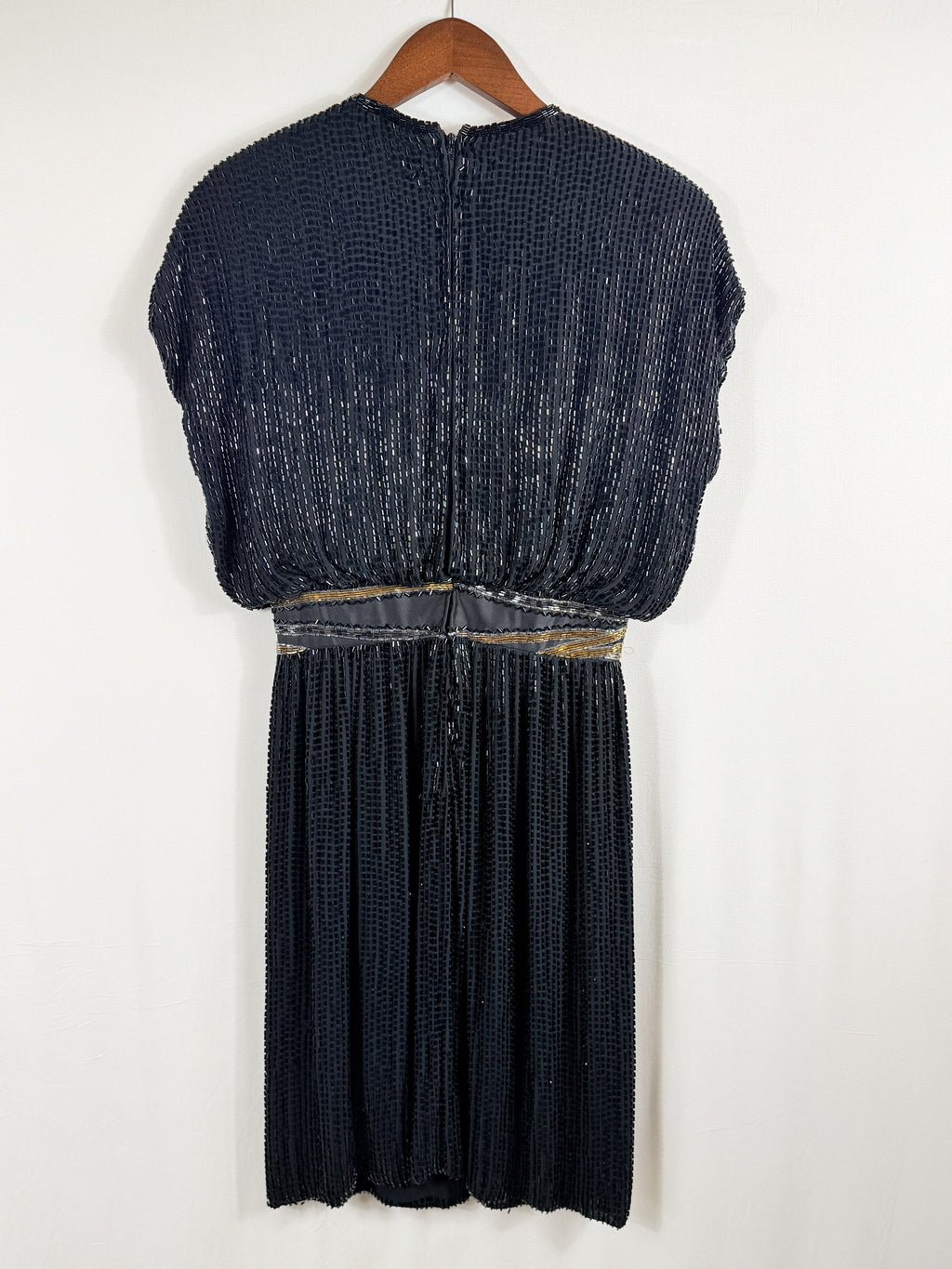 Bob Mackie Boutique 1980s Beaded Silk Blouson Shift Dress – back