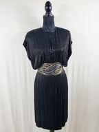 Bob Mackie Boutique 1980s Beaded Silk Blouson Shift Dress – front