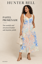 Hunter Bell Button-Front Midi Dress – Bird Print – styled: Pastel Promenade