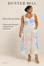 Hunter Bell Button-Front Midi Dress – Bird Print – styled: Botanical Dusk