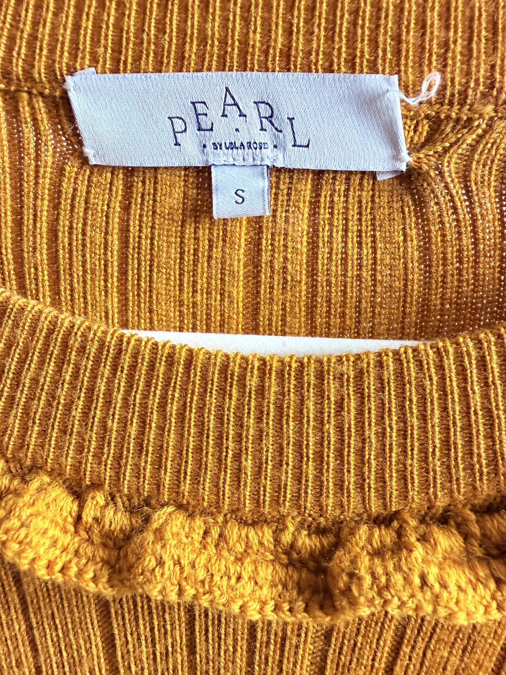 Pearl by Lela Rose Ruffle-Trim Wool Sweater Dress – Ochre – label