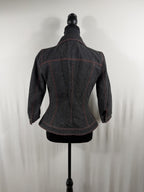 Dolce & Gabbana Vintage Wool-Blend Denim Jacket – Grey, Leopard Lining – back