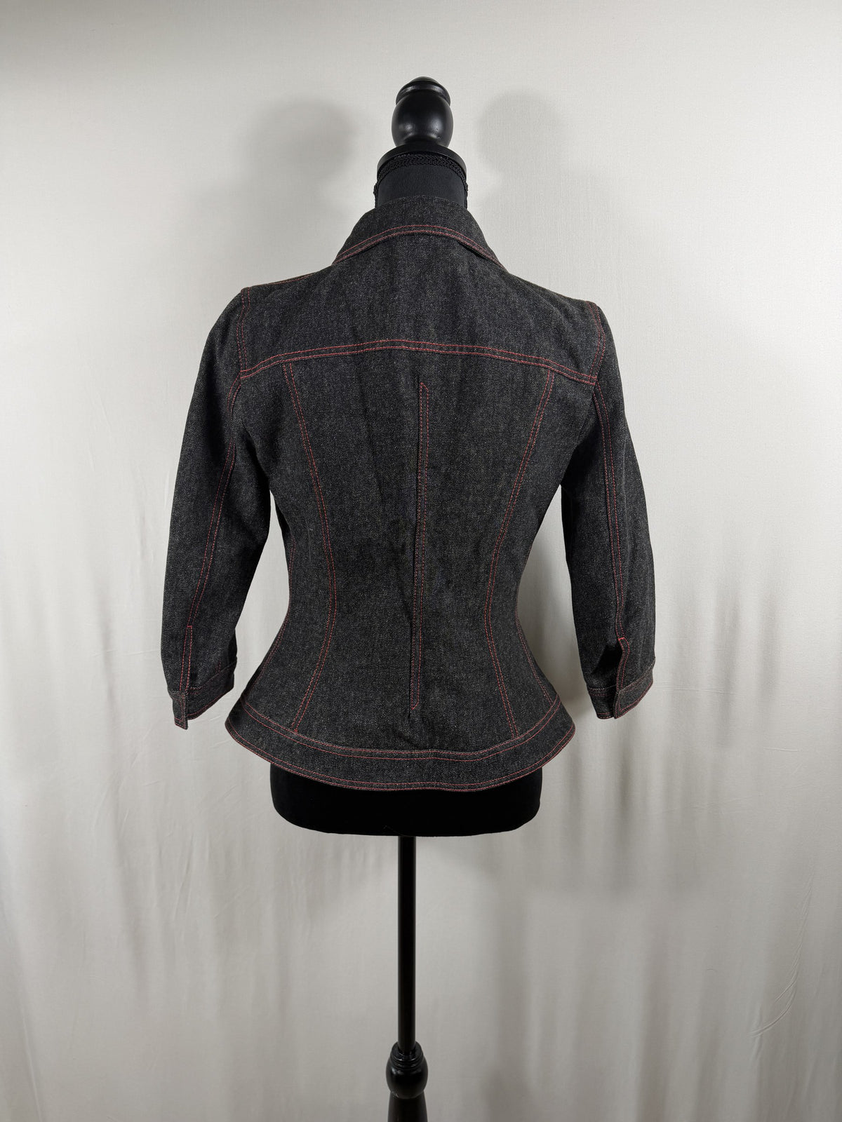Dolce & Gabbana Vintage Wool-Blend Denim Jacket – Grey, Leopard Lining – back