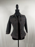 Dolce & Gabbana Vintage Wool-Blend Denim Jacket – Grey, Leopard Lining – front