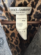 Dolce & Gabbana Vintage Wool-Blend Denim Jacket – Grey, Leopard Lining – label