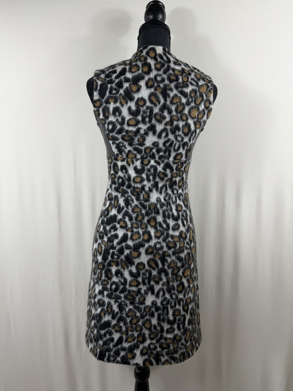 Louis Vuitton 2015 Leopard Mohair Sleeveless Sheath Dress – back