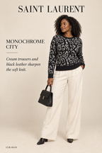 Saint Laurent Leopard Print Mohair Crew-Neck Sweater – styled: Monochrome City