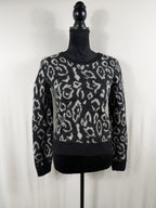 Saint Laurent Leopard Print Mohair Crew-Neck Sweater – front