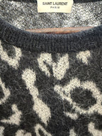 Saint Laurent Leopard Print Mohair Crew-Neck Sweater – label