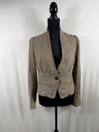 Etoile Isabel Marant Linen Check Single-Button Blazer – Neutral – front