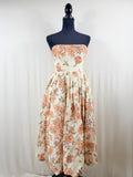 Cara Cara Anisha Strapless Linen Bubble Midi Dress – Rust Floral – front