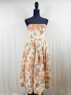 Cara Cara Anisha Strapless Linen Bubble Midi Dress – Rust Floral – front