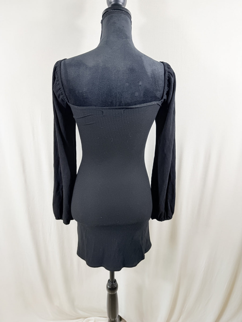 Reformation Square-Neck Ribbed Knit Tie-Front Top – Grey – back