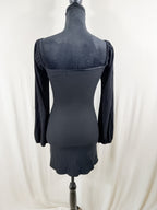 Reformation Square-Neck Ribbed Knit Tie-Front Top – Grey – back