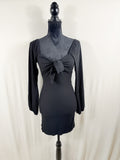 Reformation Square-Neck Ribbed Knit Tie-Front Top – Grey – front