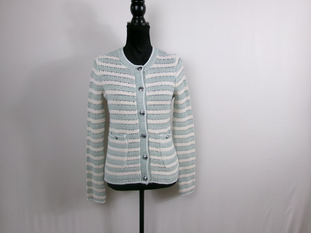 rag & bone Jace Striped Cotton-Blend Lady Cardigan – front
