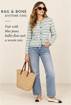 rag & bone Jace Striped Cotton-Blend Lady Cardigan – styled editorial look 1