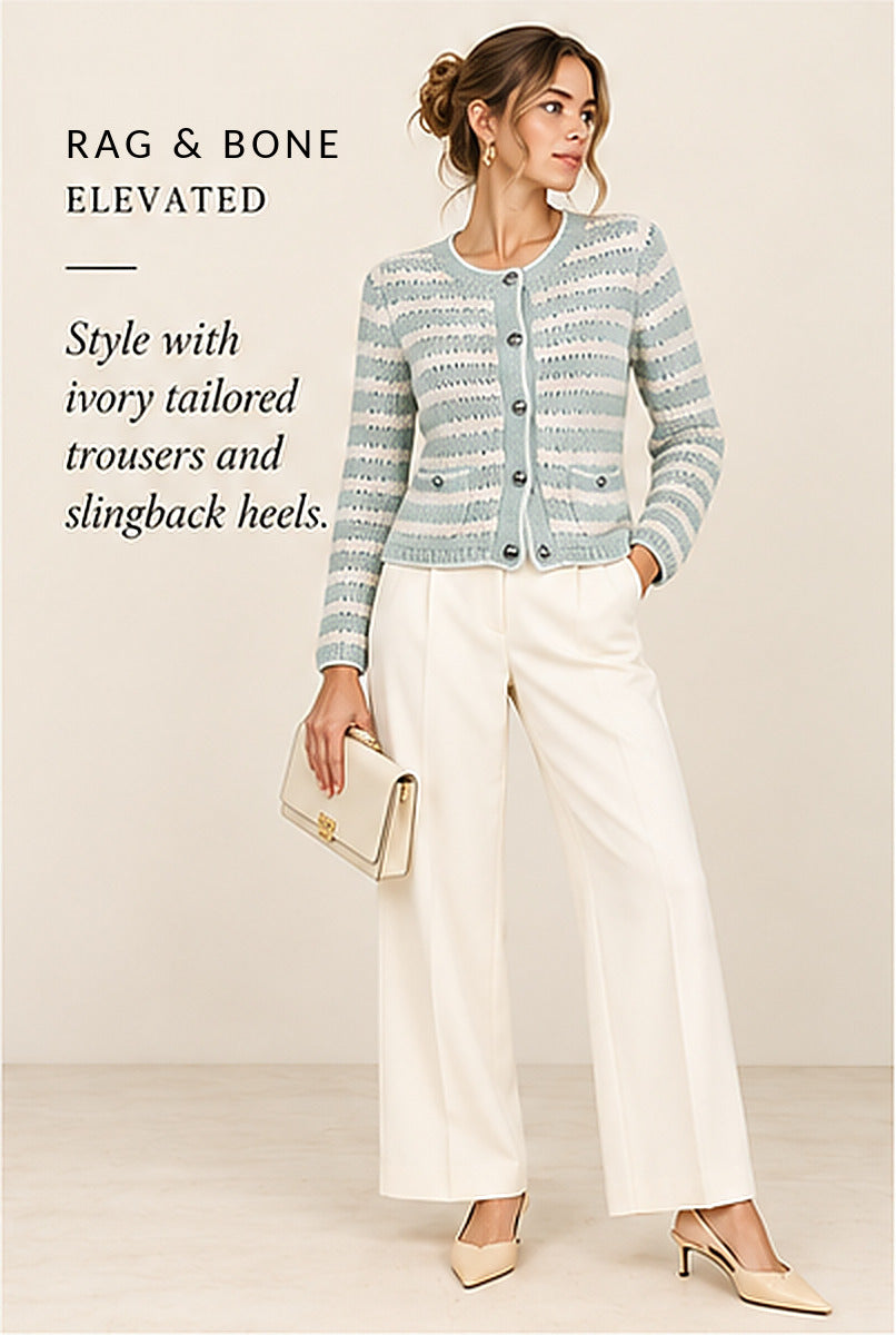 rag & bone Jace Striped Cotton-Blend Lady Cardigan – styled editorial look 2