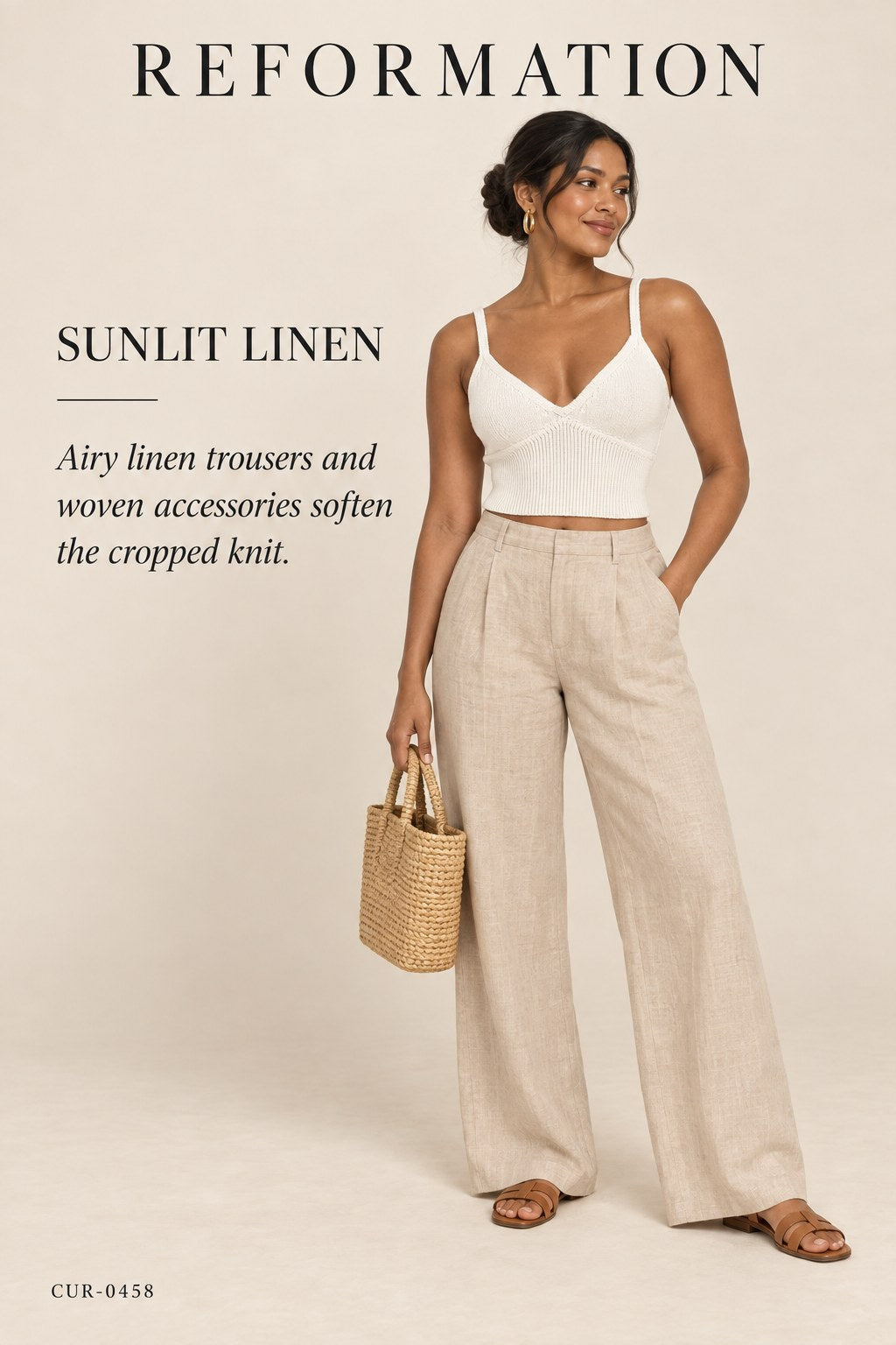 Reformation Organic Cotton V-Neck Crop Top – White