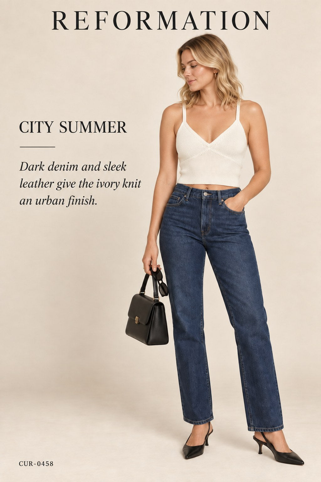 Reformation Organic Cotton V-Neck Crop Top – styled: City Summer