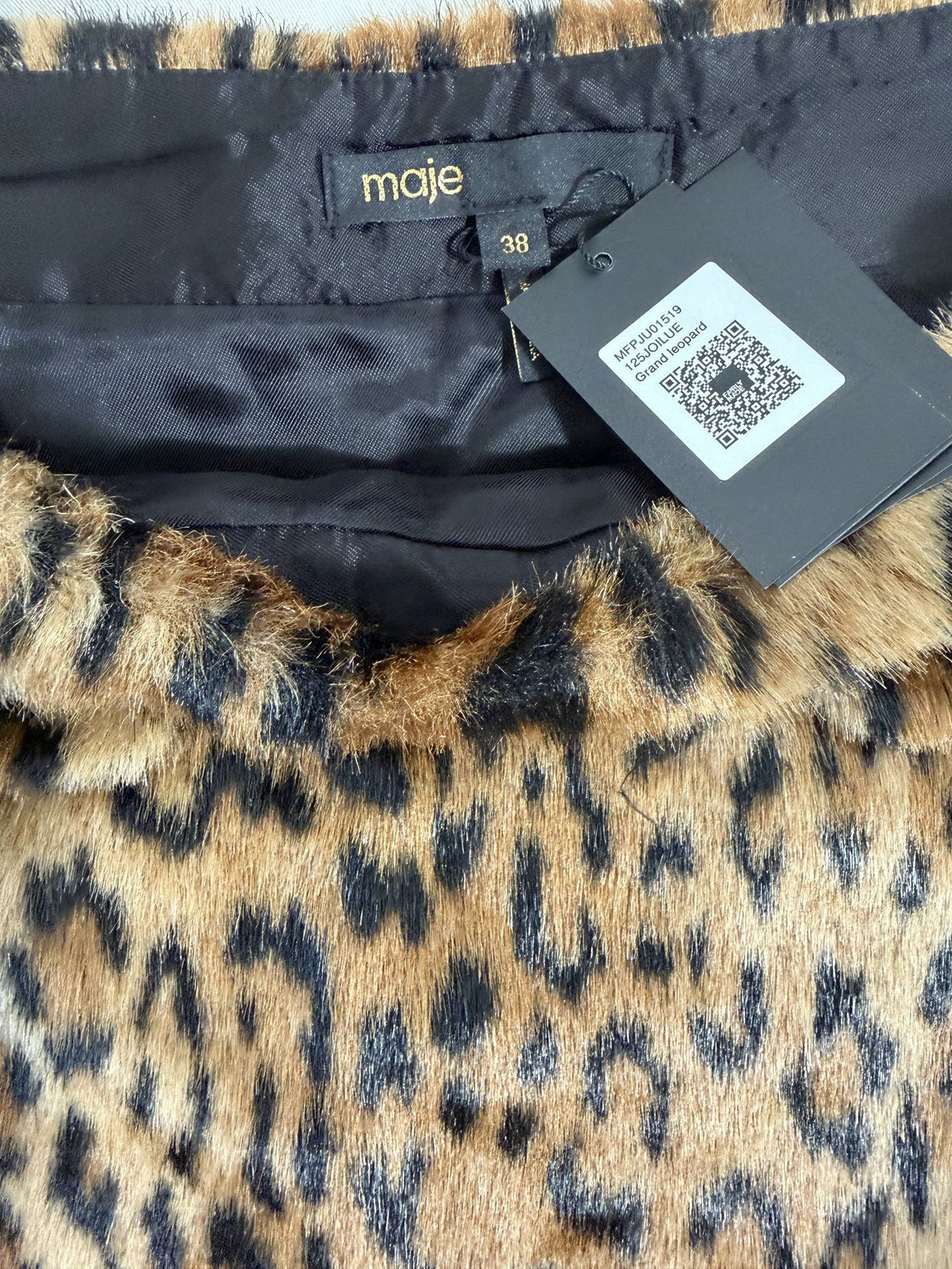 Maje Leopard Print Mini Skirt – Grand Leopard – label