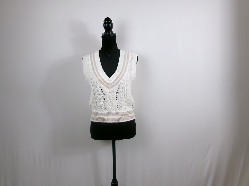 rag & bone Crochet Eyelet V-Neck Sleeveless Sweater – front