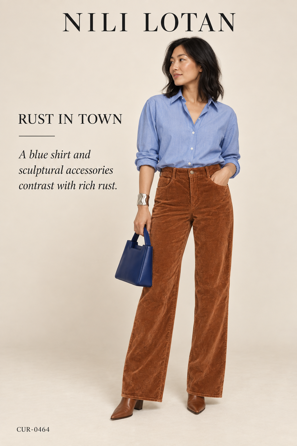 Nili Lotan Rust Corduroy Wide-Leg Trouser – styled: Rust in Town