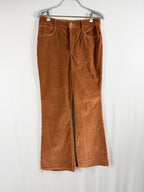 Nili Lotan Rust Corduroy Wide-Leg Trouser – front