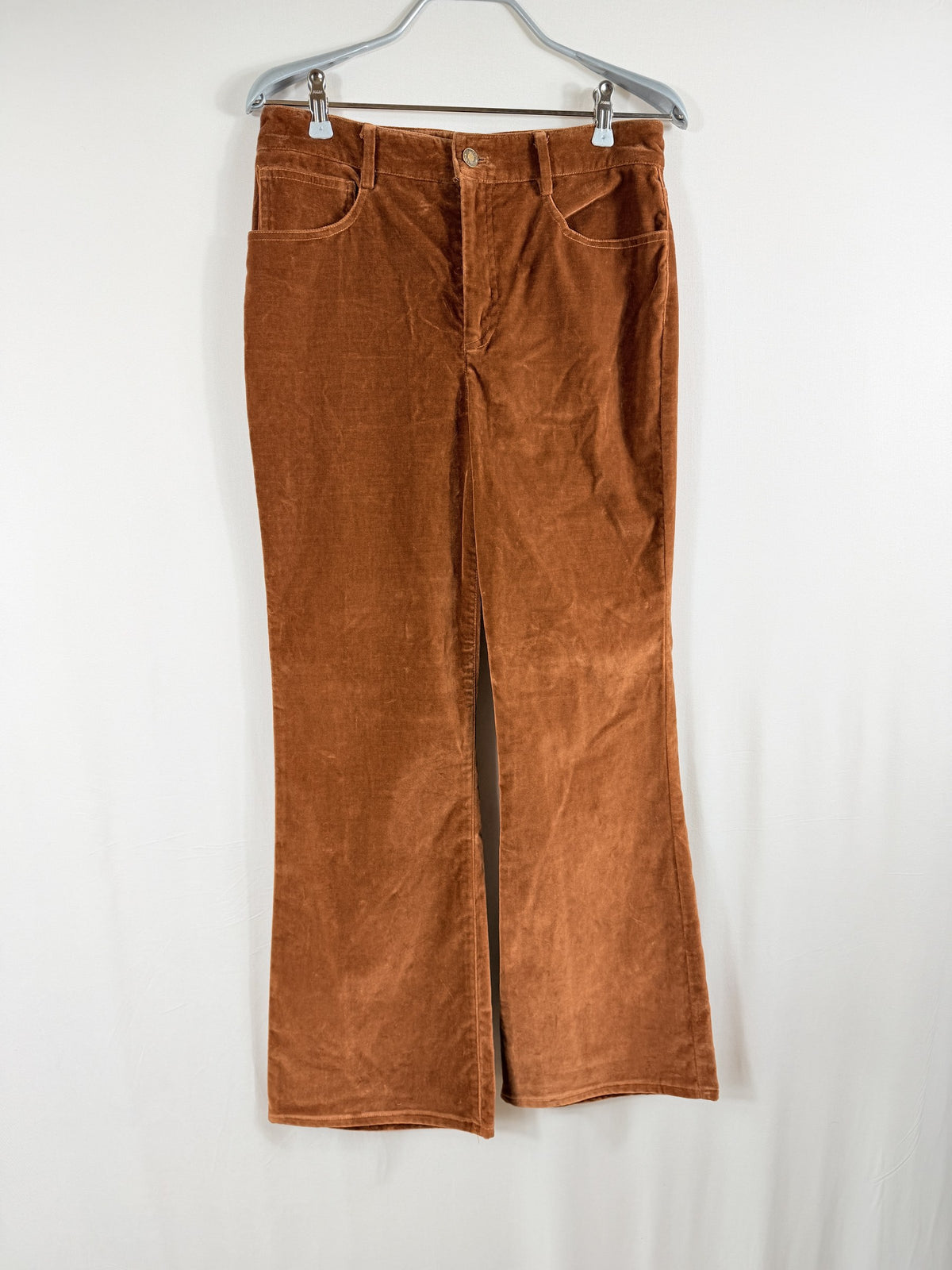 Nili Lotan Rust Corduroy Wide-Leg Trouser – front