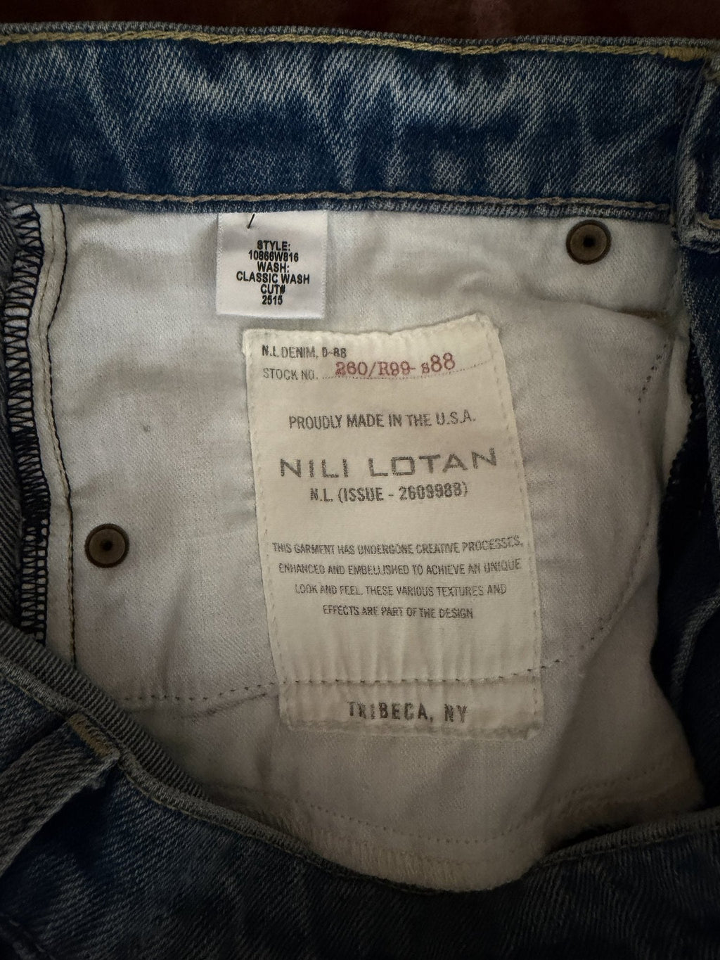 Nili Lotan Celia Wide-Leg Jean - Classic Wash - detail