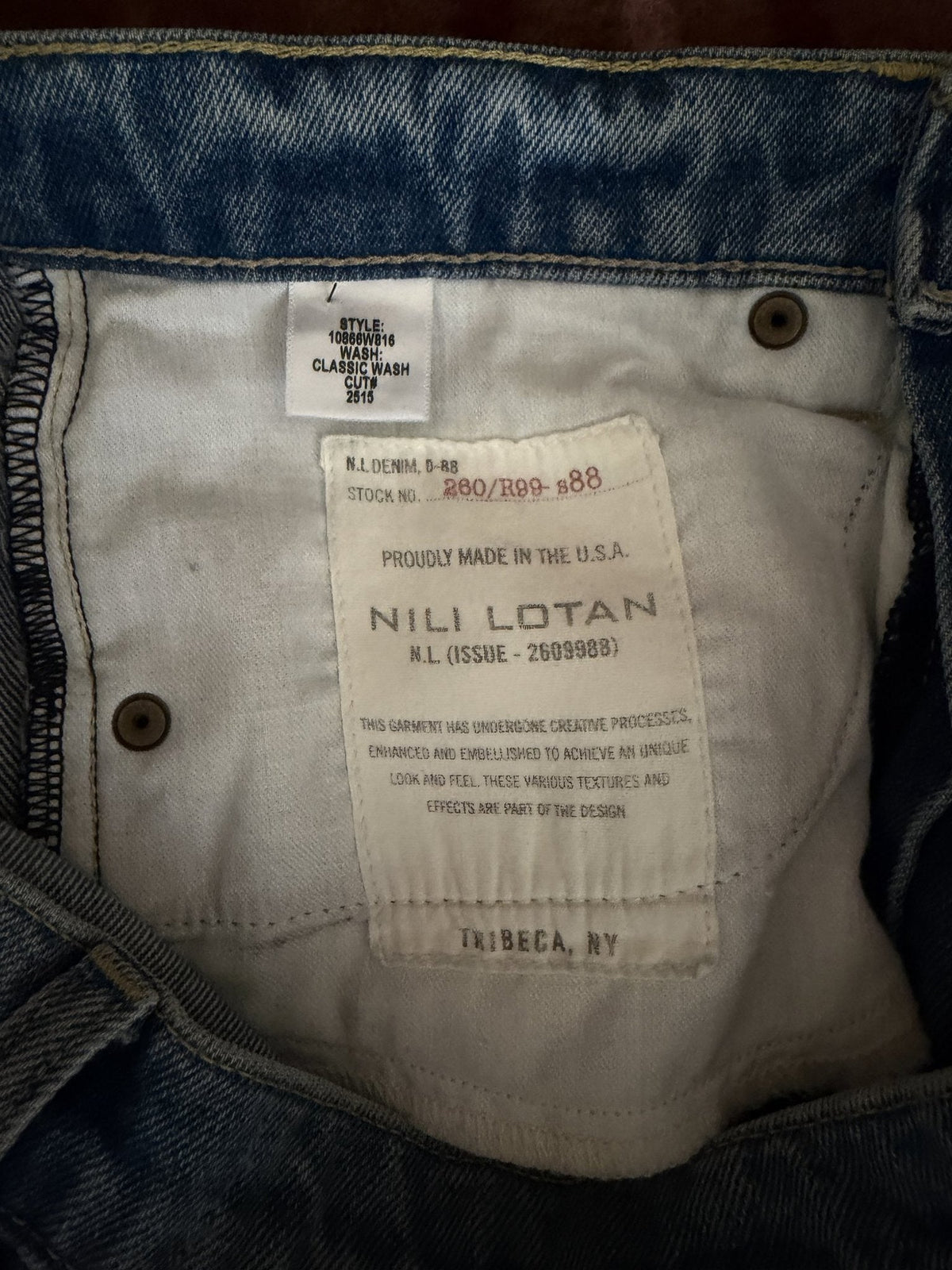 Nili Lotan Celia Wide-Leg Jean - Classic Wash - detail