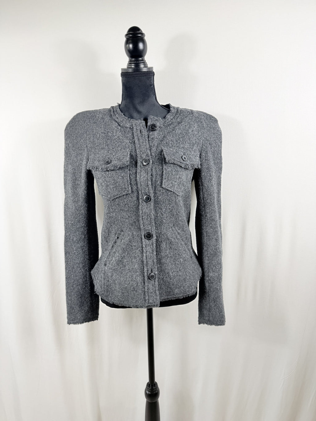 Étoile Isabel Marant Grey Wool Button-Front Jacket – front
