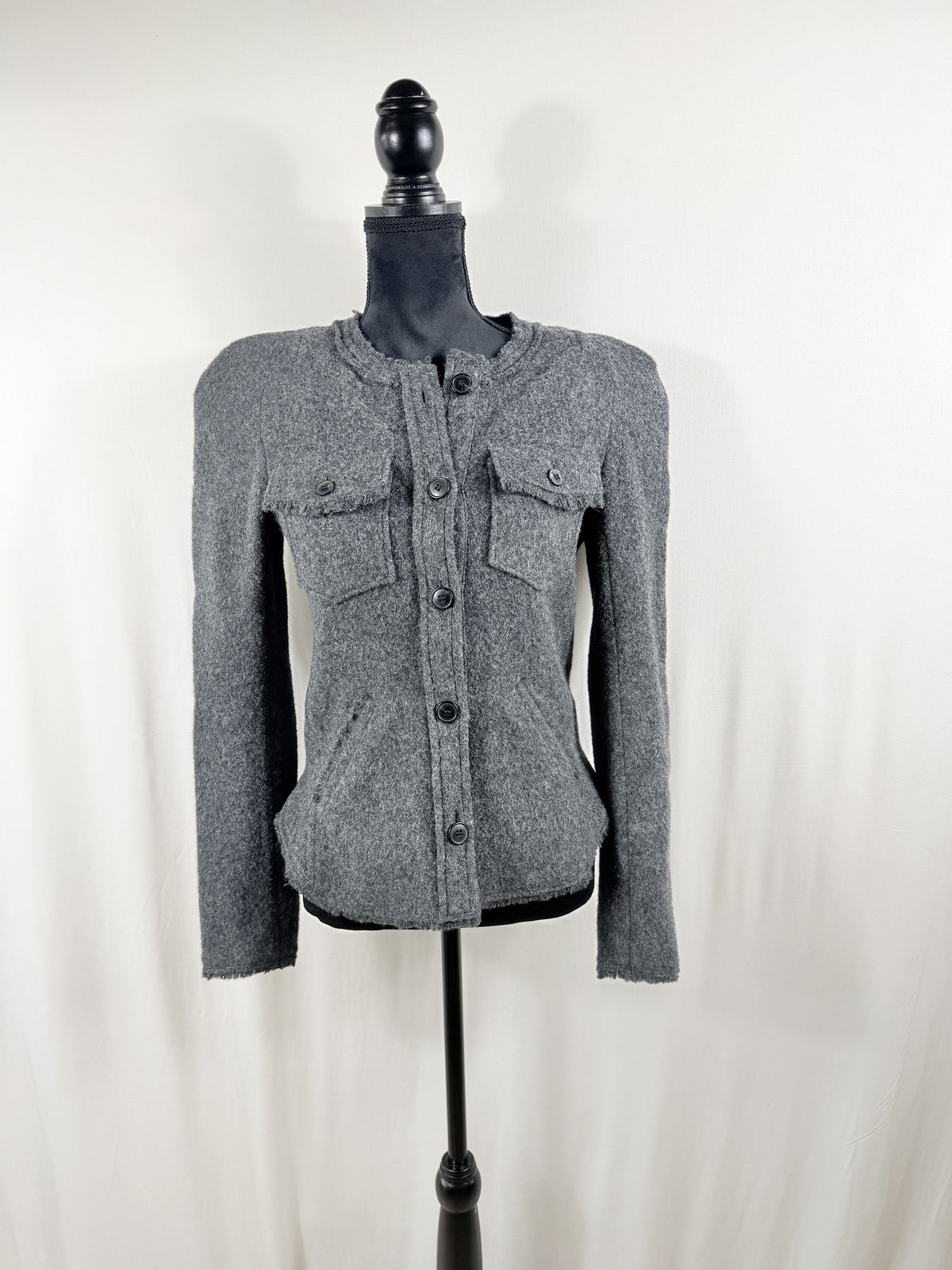 Étoile Isabel Marant Grey Wool Button-Front Jacket – front