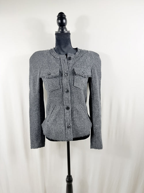 Étoile Isabel Marant Grey Wool Button-Front Jacket – front