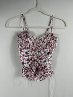 For Love & Lemons Red Rose Corset Crop Top – NWT – front