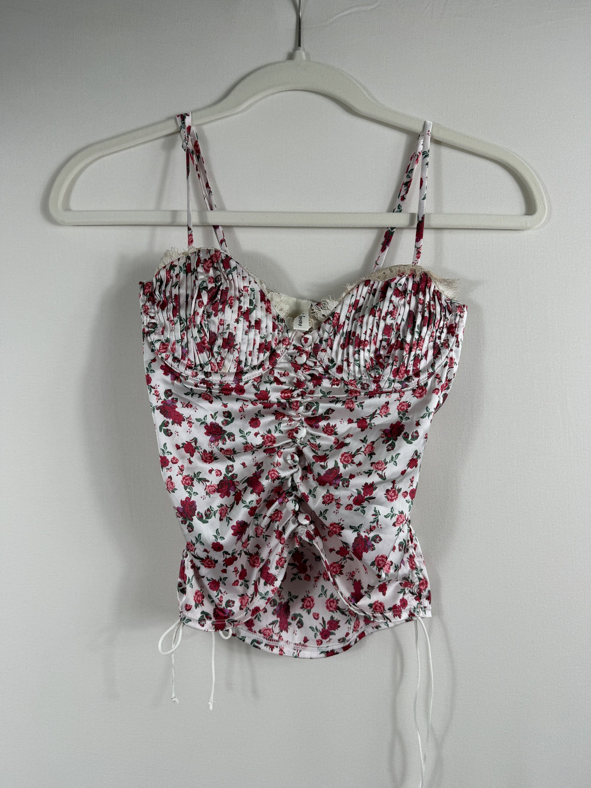 For Love & Lemons Red Rose Corset Crop Top – NWT – front