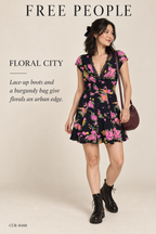 Free People Black Floral Lace-Trim Cap-Sleeve Mini Dress – styled: Floral City