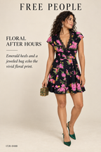 Free People Black Floral Lace-Trim Cap-Sleeve Mini Dress – styled: Floral After Hours