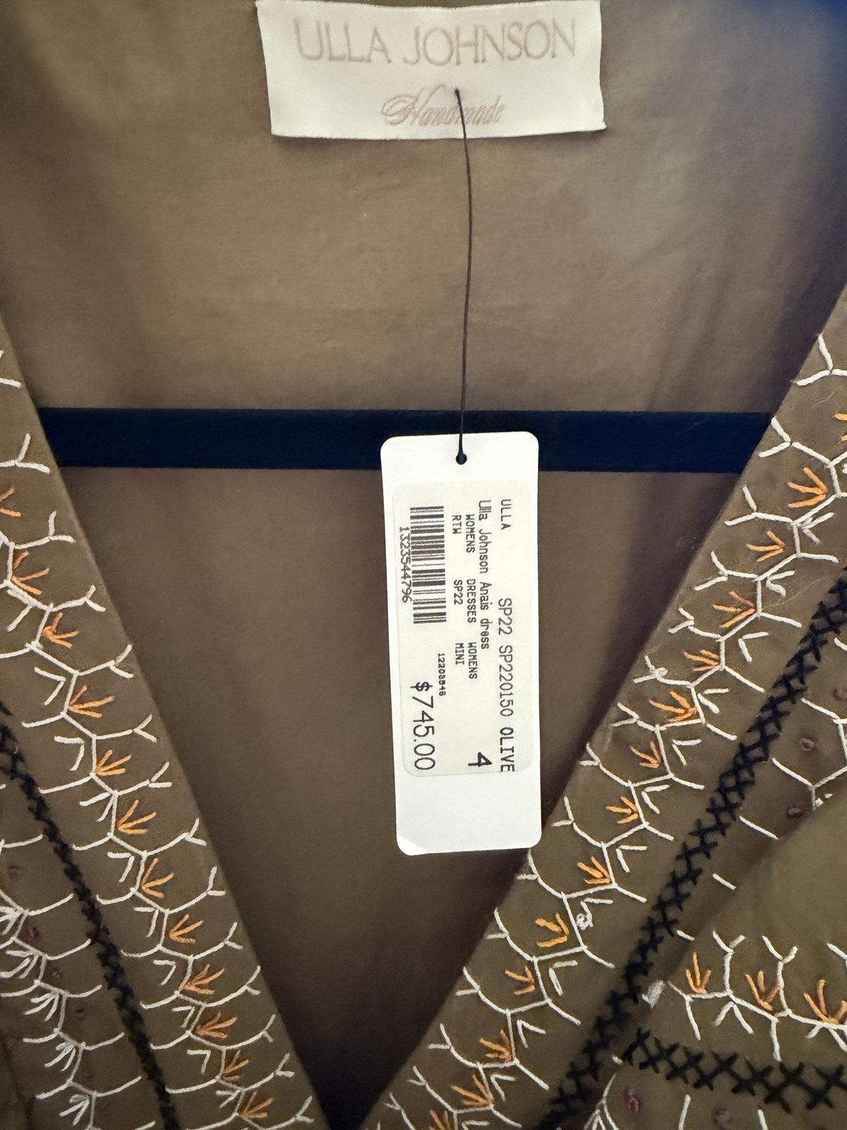Ulla Johnson Anais Dress – Olive – label