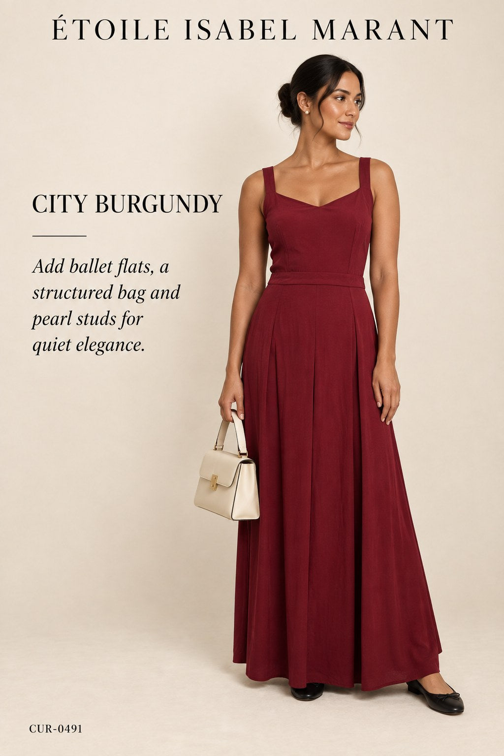 Étoile Isabel Marant Faustyn Maxi Dress – Burgundy – styled editorial look 2