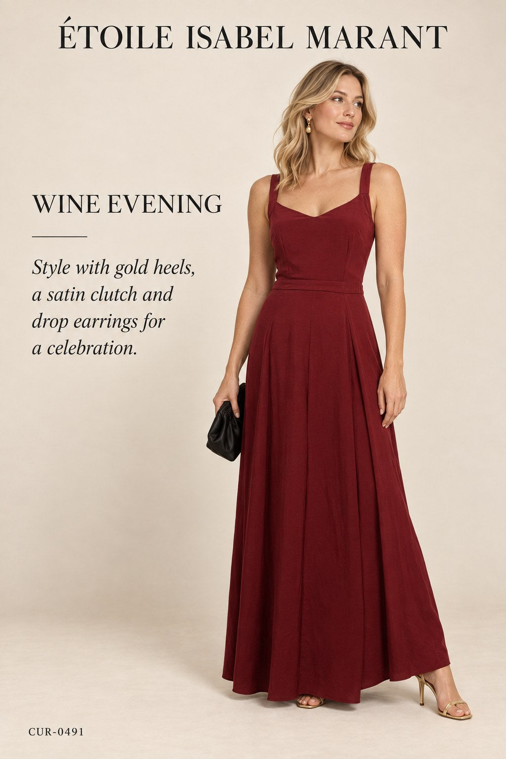 Étoile Isabel Marant Faustyn Maxi Dress – Burgundy – styled editorial look 3