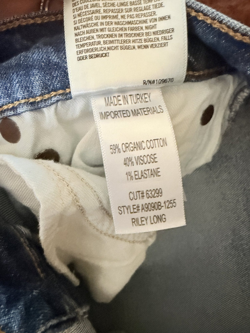 AGOLDE Riley Long High Rise Straight Jean - Stretch - care label