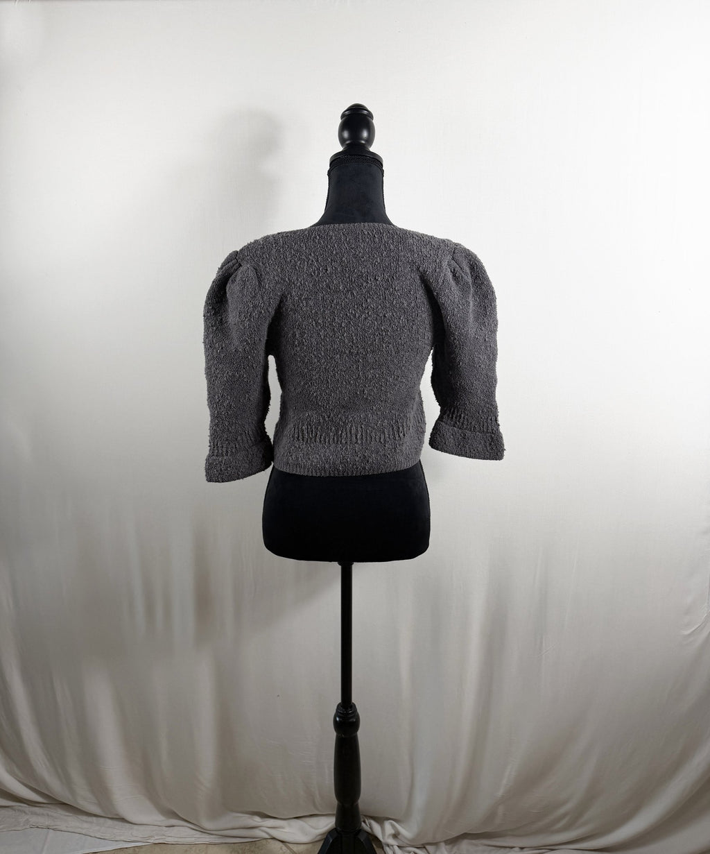Free People Crop Bouclé Cardigan – Charcoal Grey – back