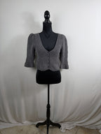 Free People Crop Bouclé Cardigan – Charcoal Grey – front