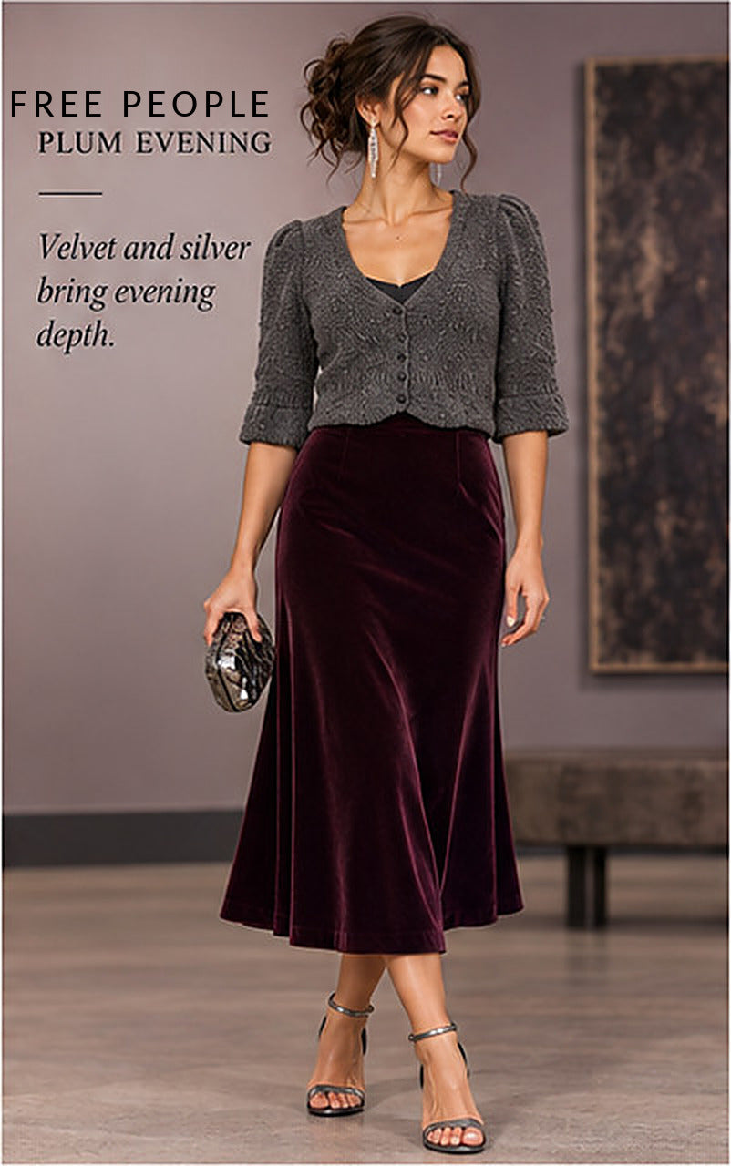Free People Crop Bouclé Cardigan – Charcoal Grey – styled editorial look 2
