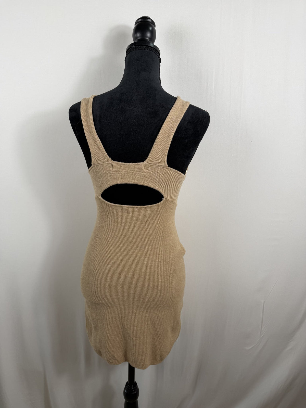 FP Beach Twist-Front Knit Mini Dress – Tan – back