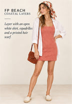 FP Beach Short and Sweet Mini Dress – Coral – styled editorial look 3