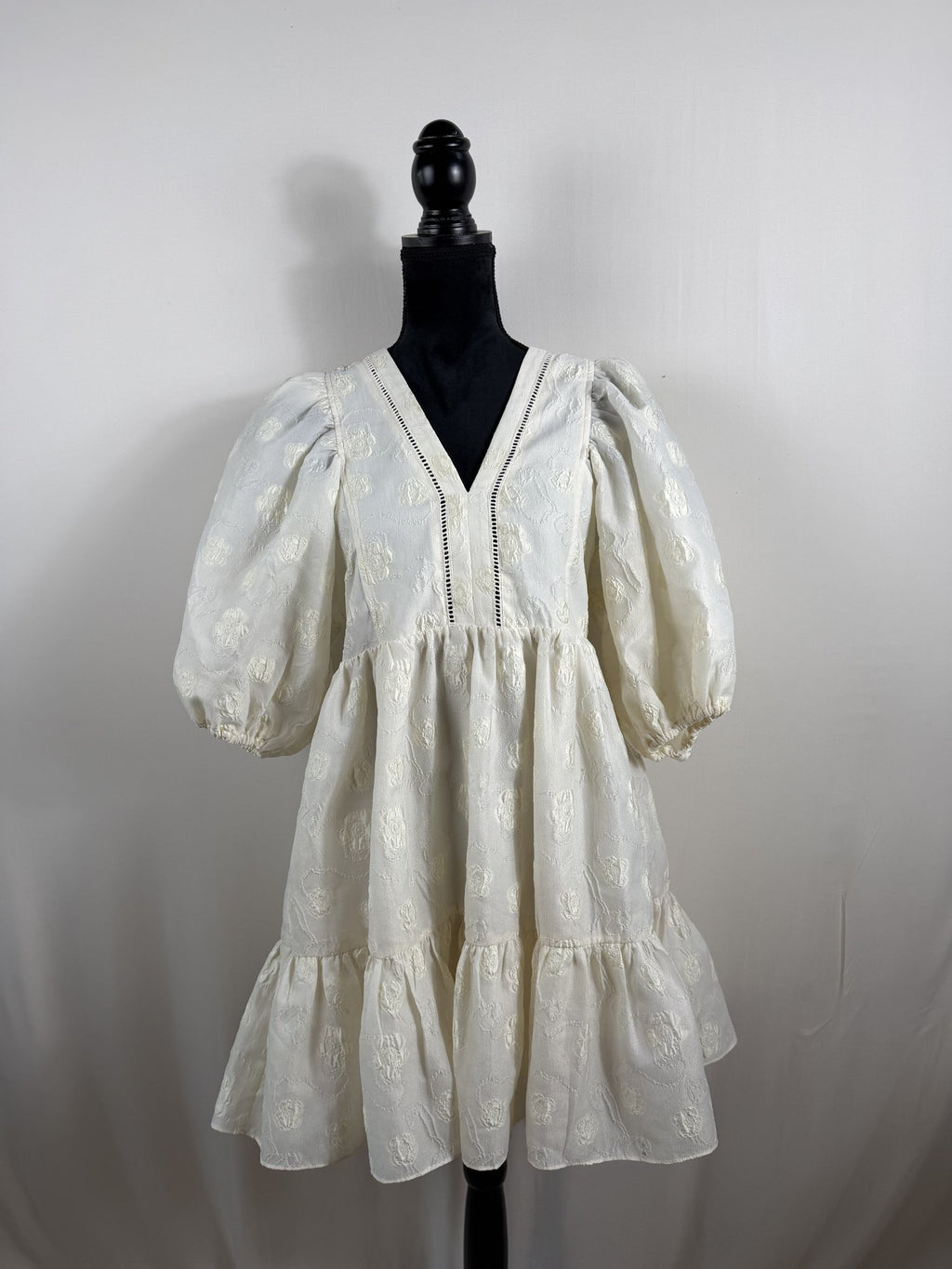 Hunter Bell Gaille Dress – Cream Jacquard – front