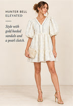 Hunter Bell Gaille Dress – Cream Jacquard – styled editorial look 2
