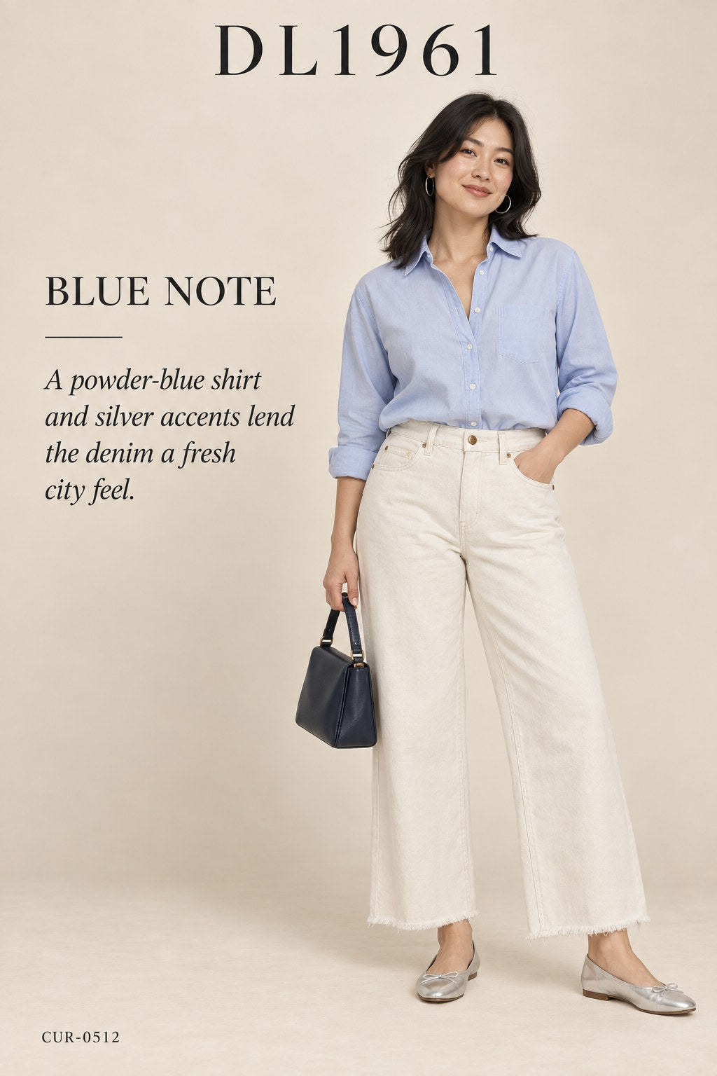DL1961 Hepburn Wide-Leg High-Rise Jean – styled: Blue Note